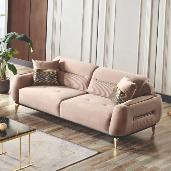 Fiesta Mink 3-Seater Sofa | Elegant Neutral Style & Spacious Comfort