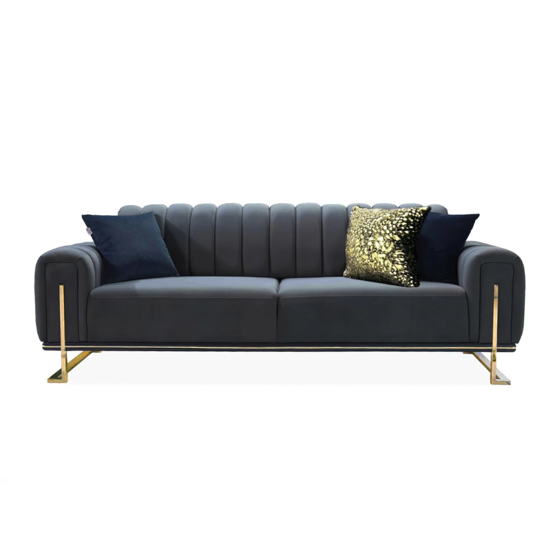 Tokyo Black & Gold 3+2 Sofa Set | Modern Living Room Comfort & Style
