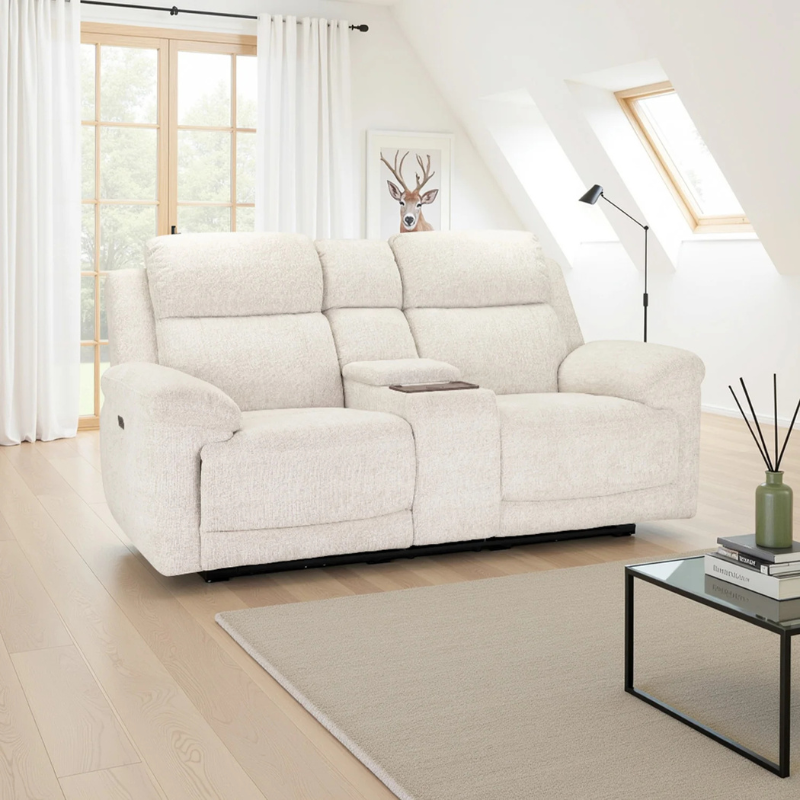 Owen Beige 2 Seater Electric Recliner Sofa | Modern Power Reclining Comfort
