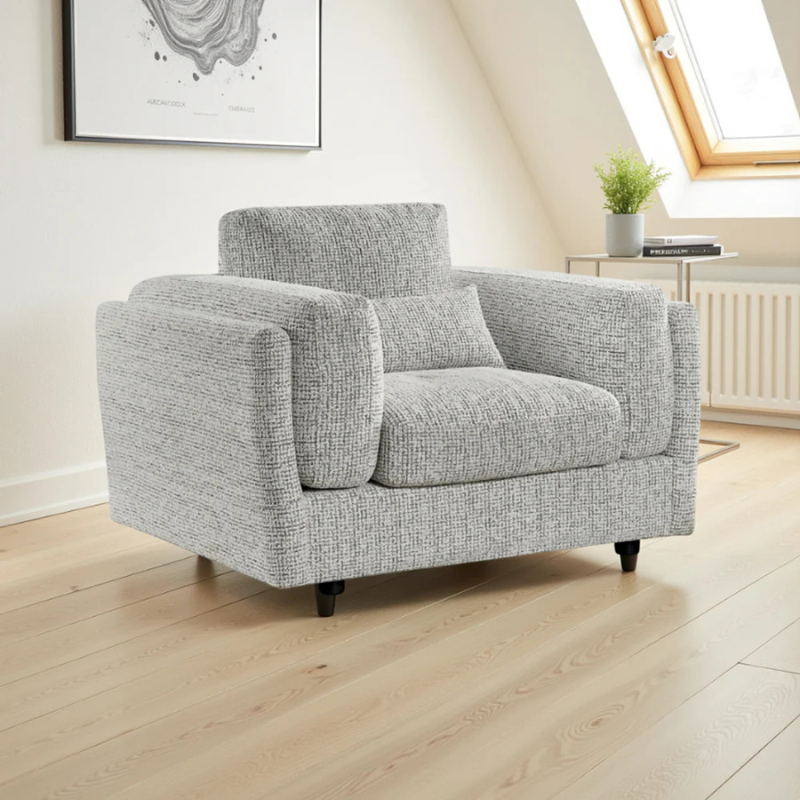 Bari Grey Armchair | Modern Upholstered Accent Chair for Contemporary Interiors