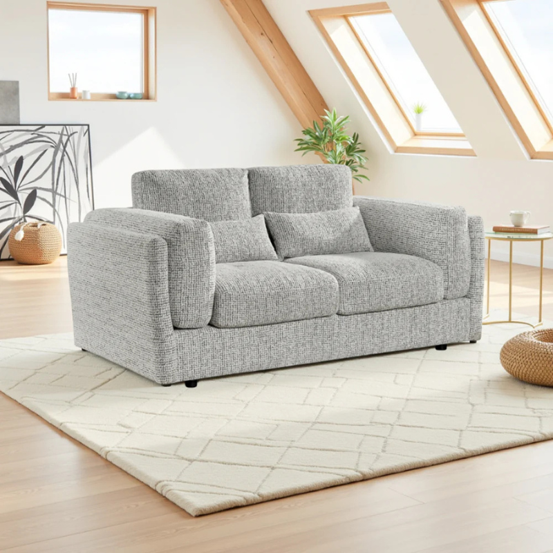 Bari Beige 2 Seater Sofa | Modern Compact Upholstered Seating