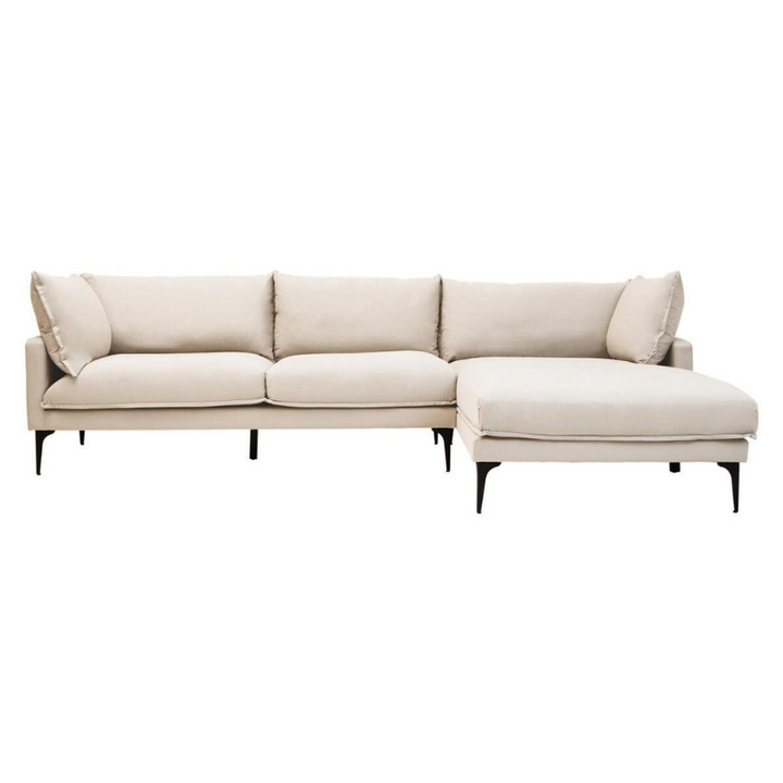 Troyes Cream 3 Seater Right Chaise Sofa | Modern Neutral Corner Seating