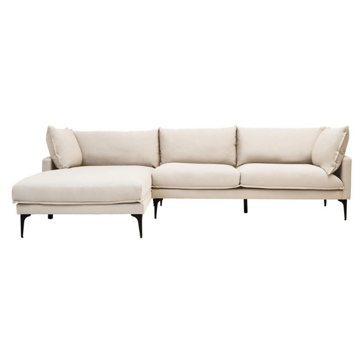 Troyes Cream 3 Seater Left Chaise Sofa | Modern Neutral Corner Lounge Sofa