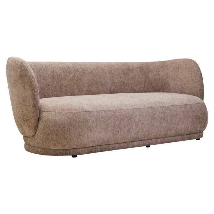 Delray Deep Stone Chenille Curved 3 Seater Sofa | Modern Luxe Lounge Sofa