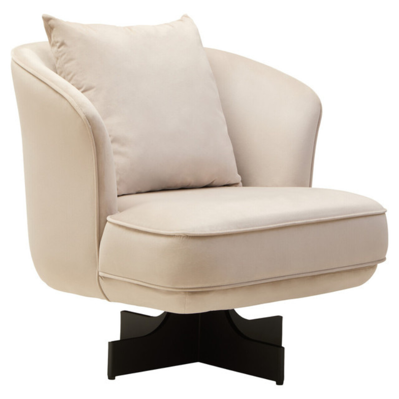 Hale Cream Velvet Swivel Chair | Modern Accent Chair with Luxe Upholstery