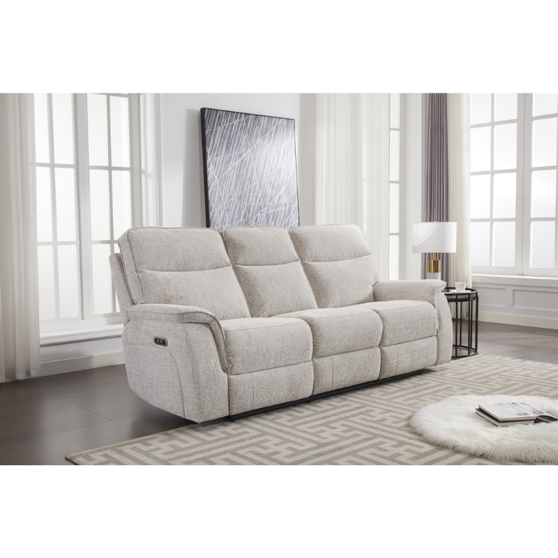 Barrington Beige 3 Seater Power Sofa | Electric Reclining Modern Sofa