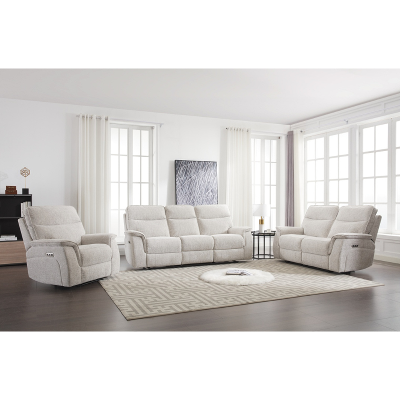 Barrington Beige Power Lifestyle Set | Modern Electric Recliner Sofa Collection
