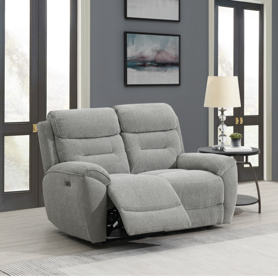 Canterbury Light Grey 2 Seater Power Sofa | Modern Electric Recliner Sofa