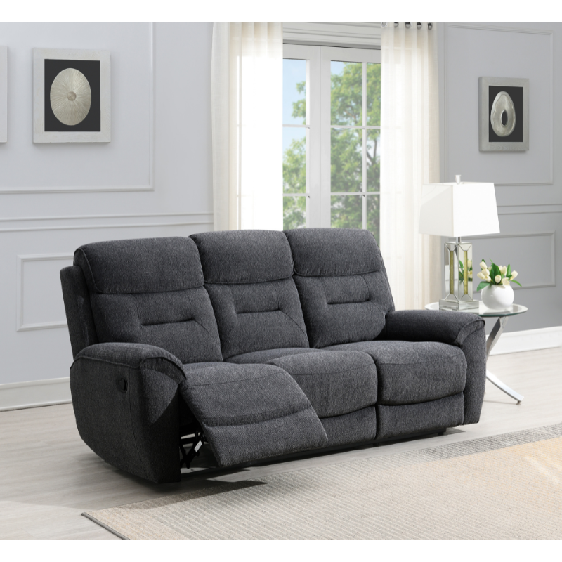Canterbury Dark Grey 3 Seater Manual Sofa | Modern Recliner Sofa