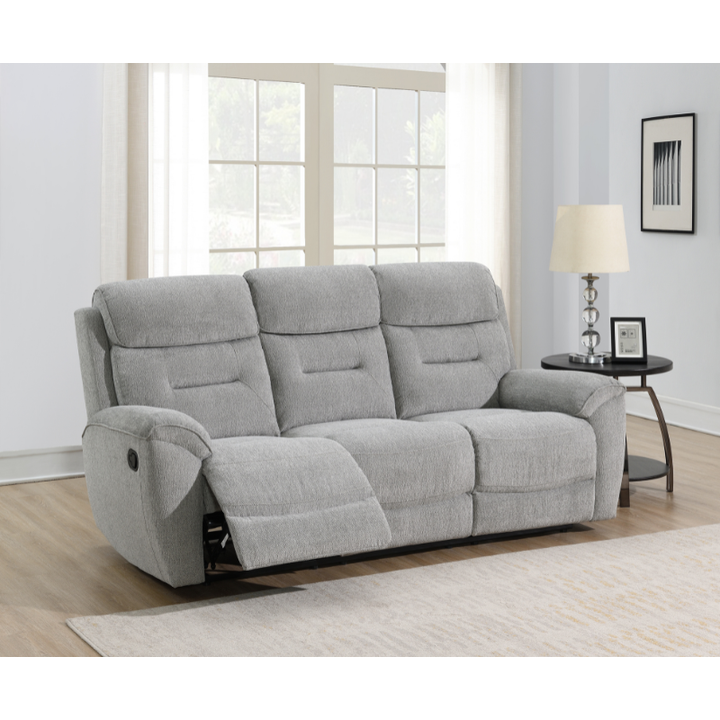 Canterbury Light Grey 3 Seater Manual Sofa | Modern Fabric Recliner Sofa