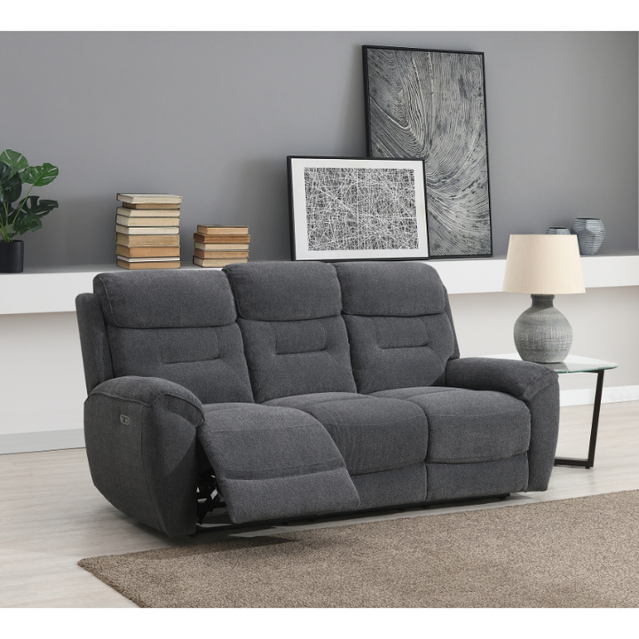 Canterbury Dark Grey 3 Seater Power Sofa | Modern Electric Recliner