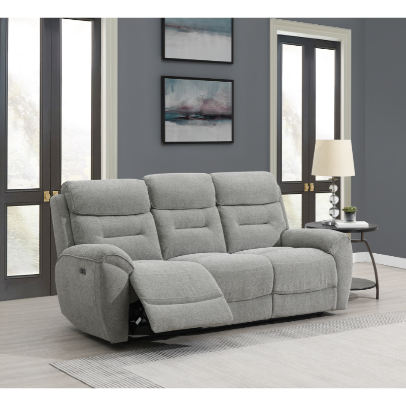 Canterbury Light Grey 3 Seater Power Sofa | Modern Electric Recliner