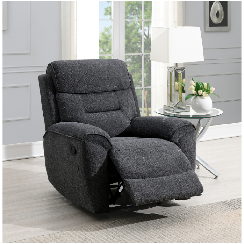 Canterbury Dark Grey Manual Recliner Chair | Modern Fabric Armchair