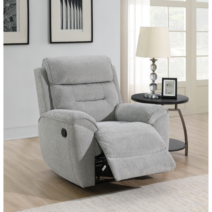 Canterbury Light Grey Manual Recliner Chair | Modern Fabric Armchair