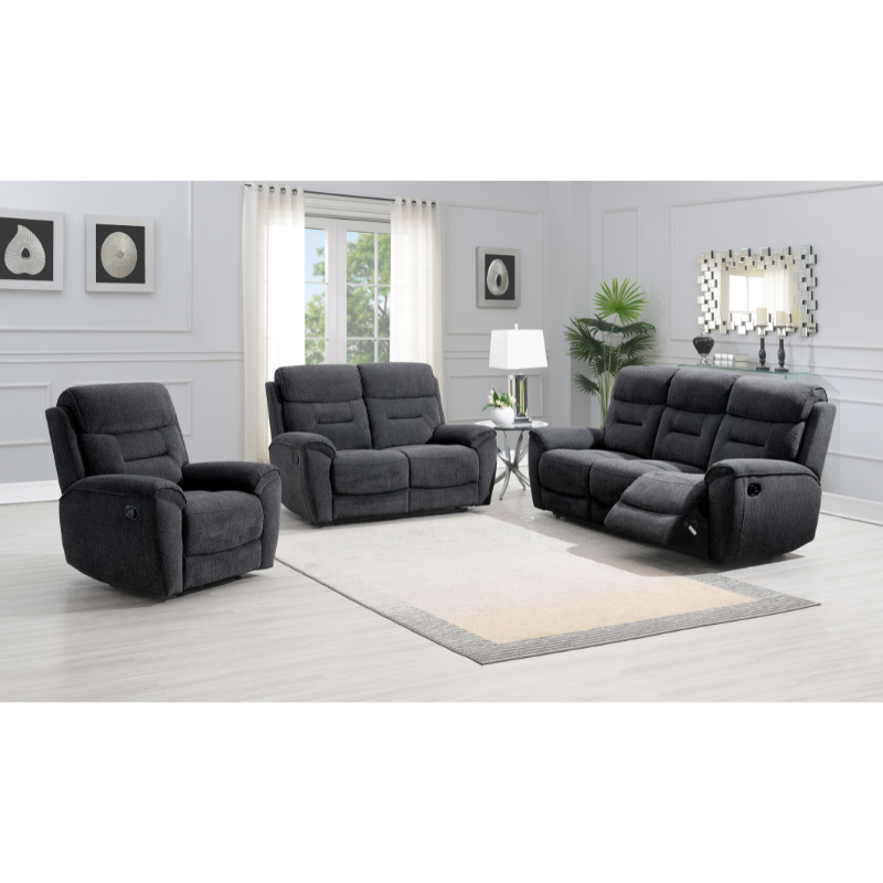 Canterbury Dark Grey Manual Recliner Sofa Set | 3+2+1 Lifestyle Suite