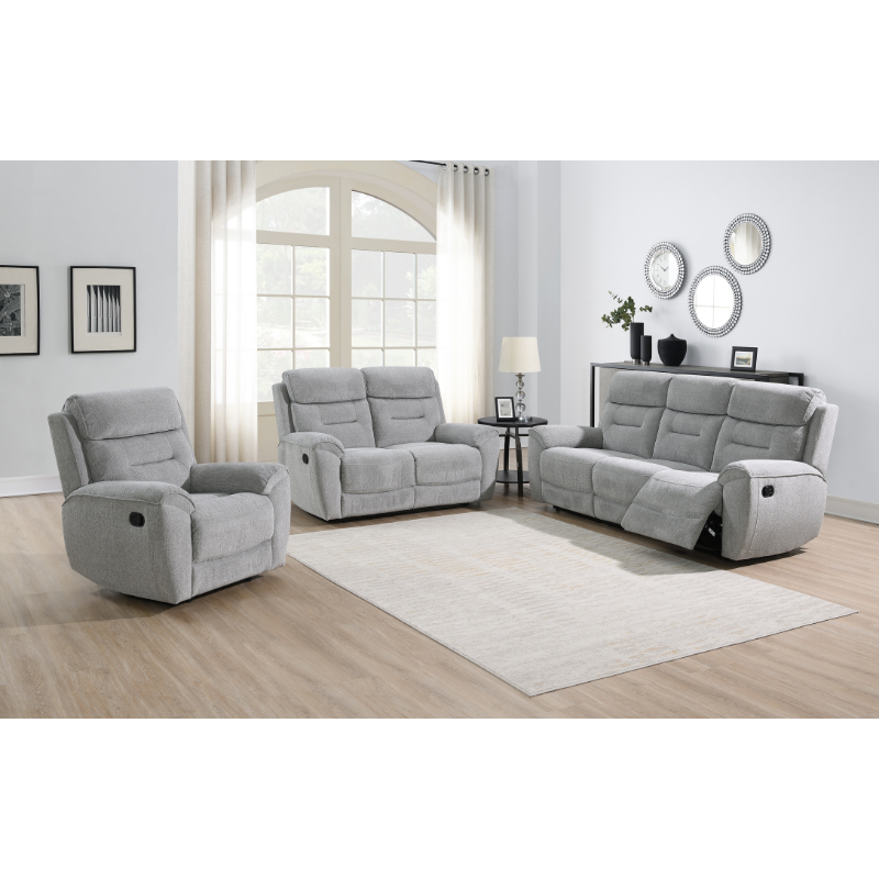 Canterbury Light Grey Manual Recliner Sofa Set | 3+2+1 Lifestyle Suite