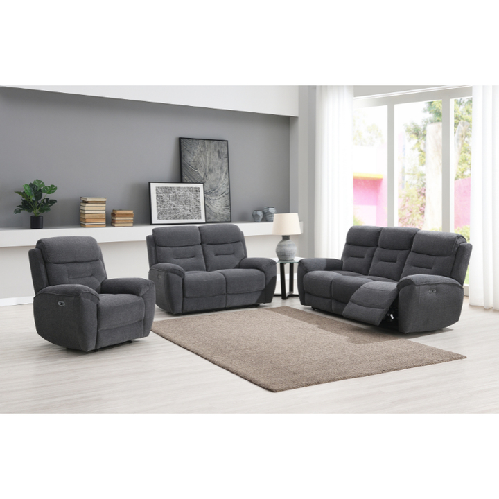 Canterbury Dark Grey Power Recliner Sofa Set | 3+2+1 Lifestyle Suite