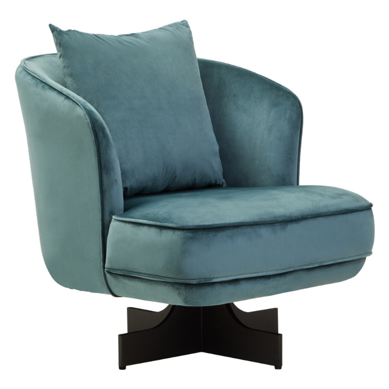 Hale Azure Blue Velvet Swivel Chair | Modern Accent Armchair