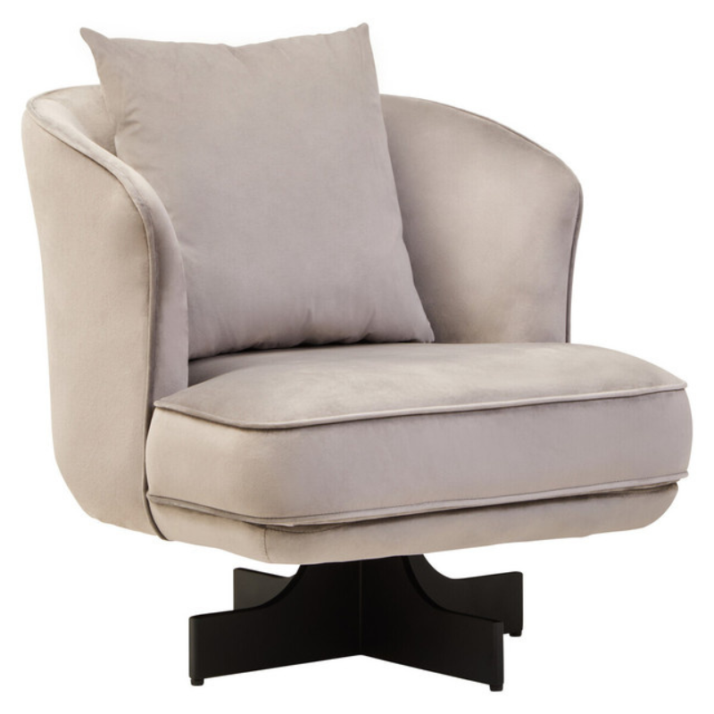 Hale Grey Velvet Swivel Chair | Modern Accent Armchair