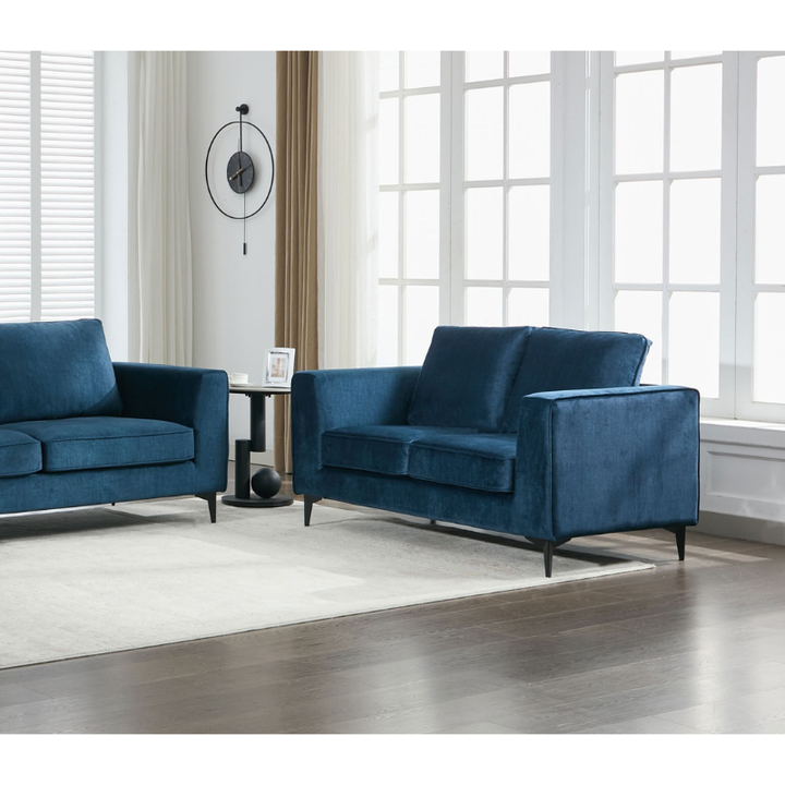 Carmen Ocean Blue 2 Seater Sofa | Compact Modern Fabric Sofa
