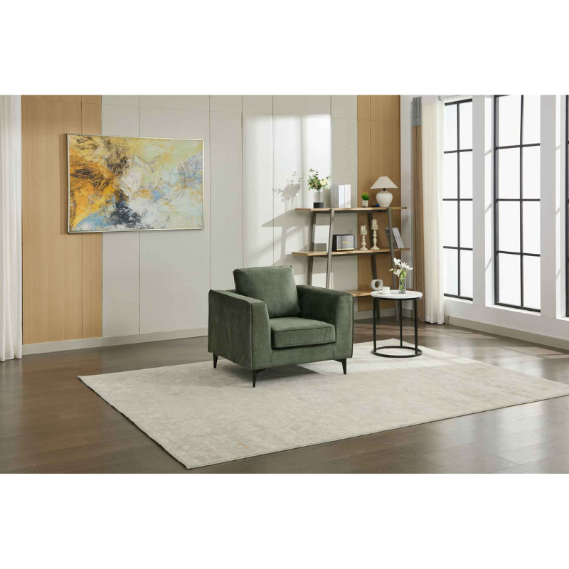 Carmen Moss Green Fabric Armchair | Modern Accent Chair