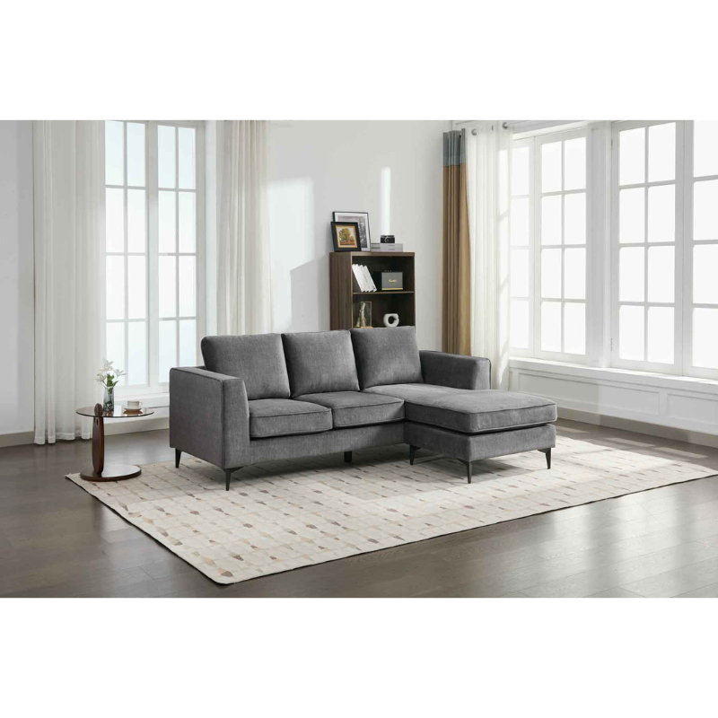 Carmen Graphite Chaise Sofa | Modern Fabric Corner Sofa