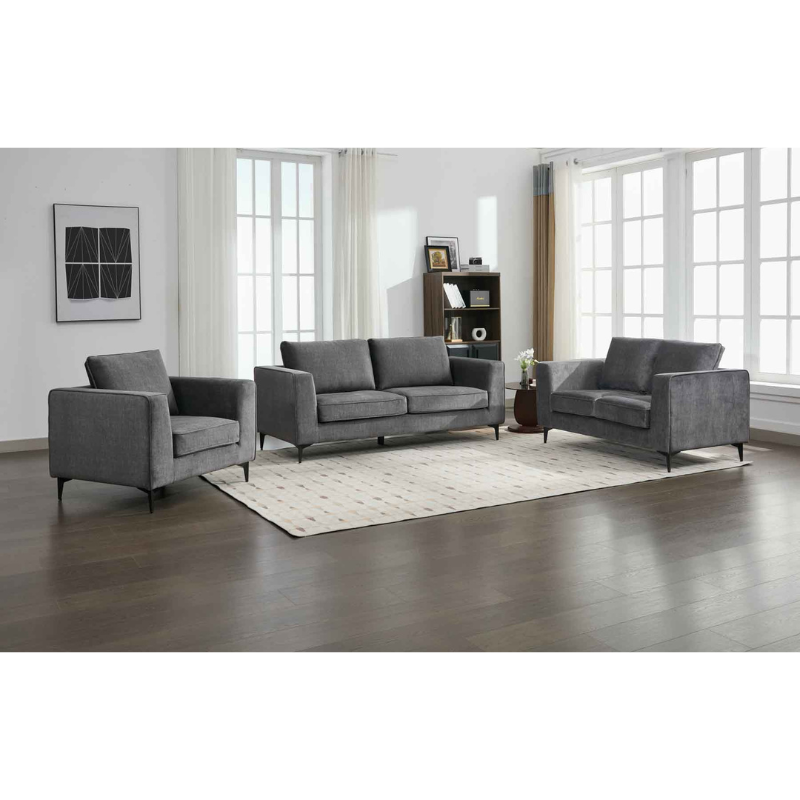 Carmen Graphite Lifestyle Sofa Set | 3+2+1 Fabric Recliner Suite