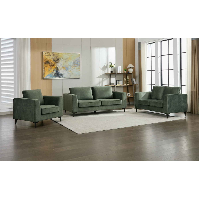 Carmen Moss Green Lifestyle Sofa Set | 3+2+1 Fabric Suite
