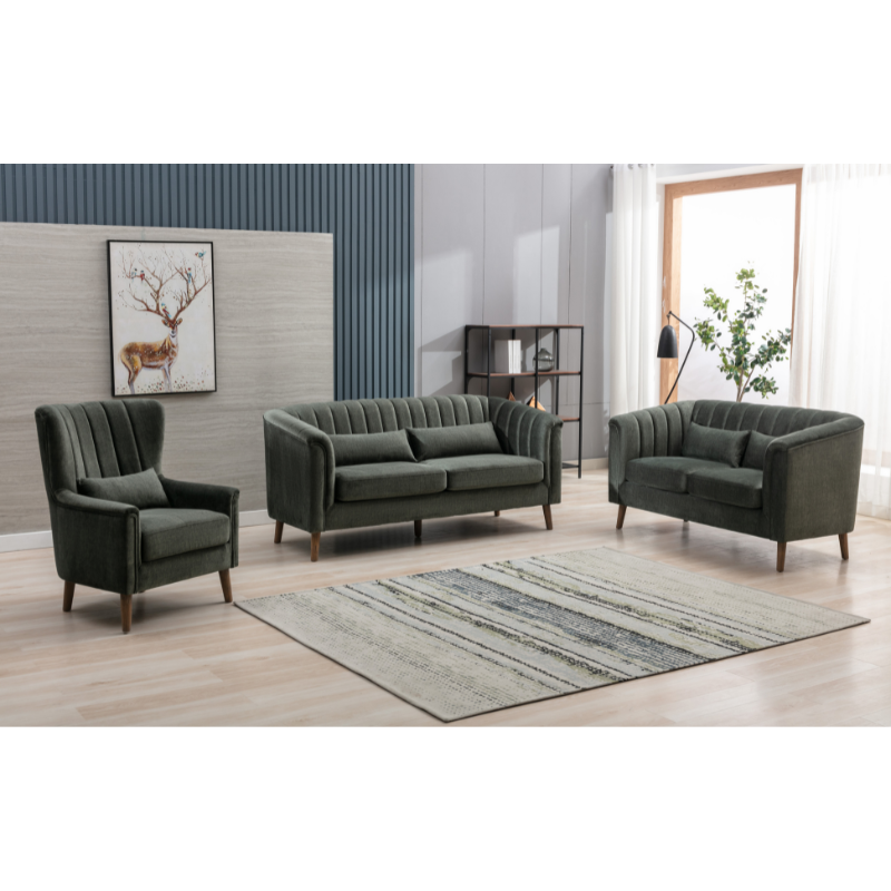 Charlotte Green 3 Seater Sofa | Modern Fabric Sofa