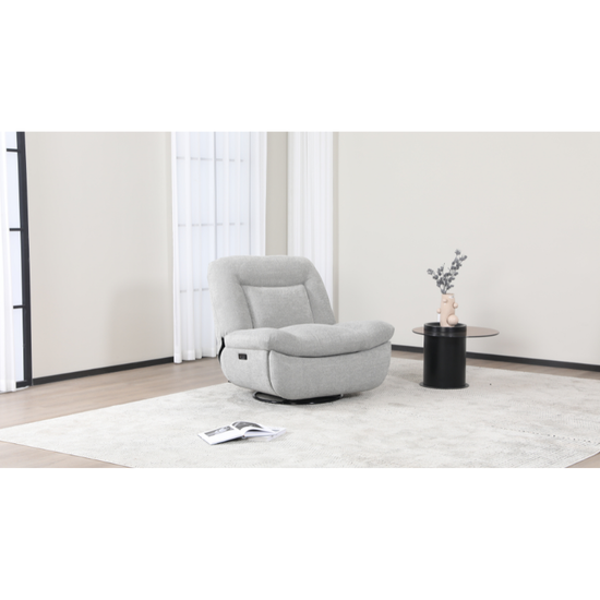 Ebba Light Grey Rocker Swivel Recliner Chair | Comfortable Fabric Recliner