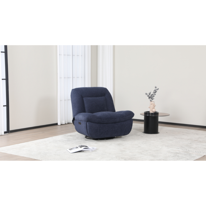 Ebba Indigo Rocker Swivel Recliner Chair | Comfortable Fabric Recliner