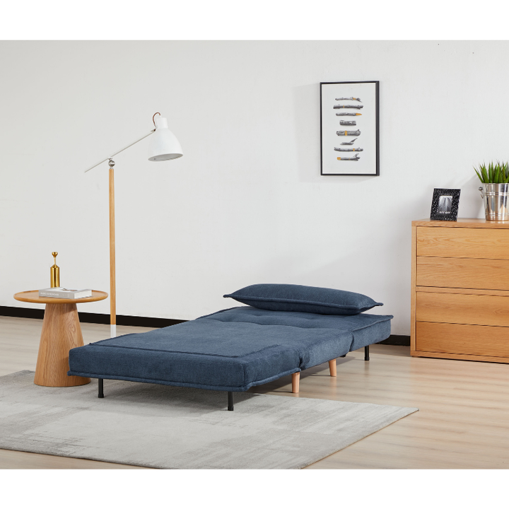 Ebro Blue Foldable Sofa Bed | Compact & Functional Fabric Sofa