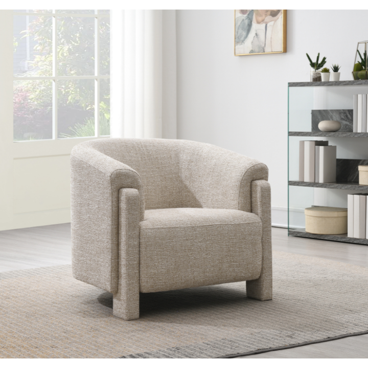 Flora Beige Accent Chair | Elegant Modern Fabric Armchair