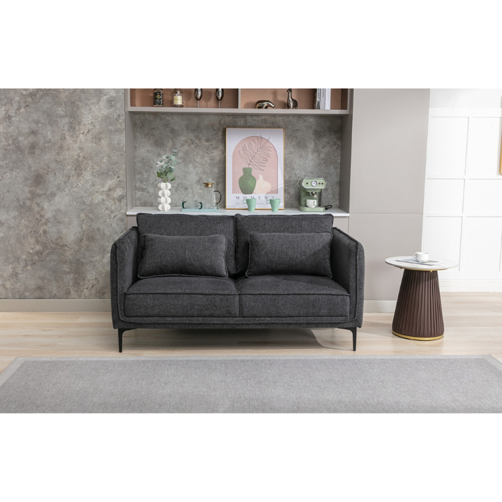 Landon Dark Grey 2 Seater Sofa | Modern Fabric Compact Sofa