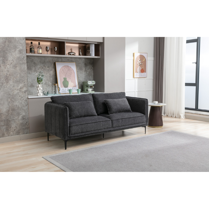 Landon Dark Grey 3 Seater Sofa | Modern Fabric Sofa for Contemporary Living
