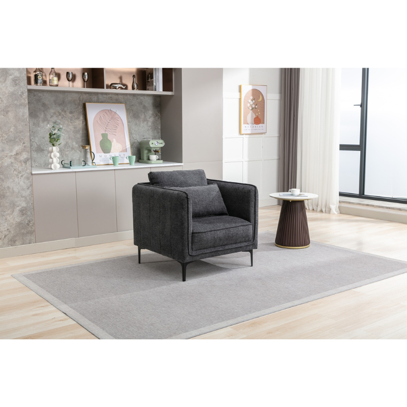 Landon Dark Grey Armchair | Modern Fabric Accent Chair