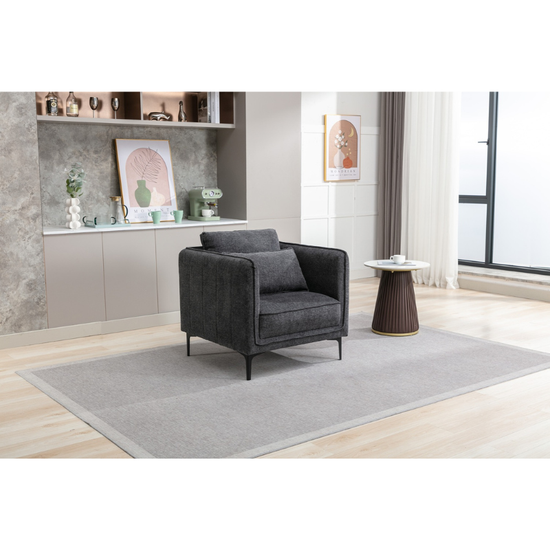 Landon Dark Grey Armchair | Modern Fabric Accent Chair