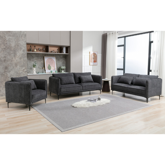 Landon Dark Grey Lifestyle Sofa Set | 3+2+1 Modern Fabric Suite