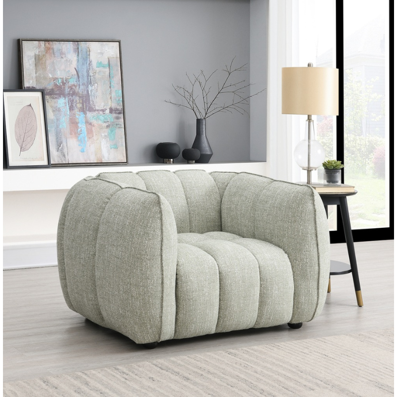 Lilac Pale Green Armchair | Modern Fabric Accent Chair