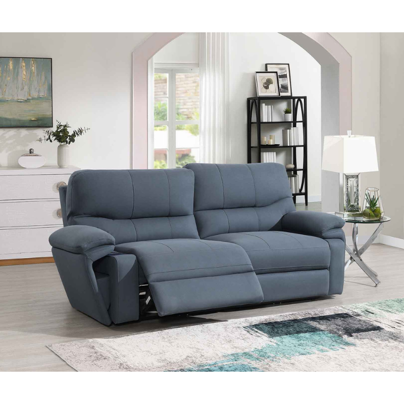 Quantum Midnight Grey 3 Seater Sofa with i-Table in Arm | Modern Fabric Recliner