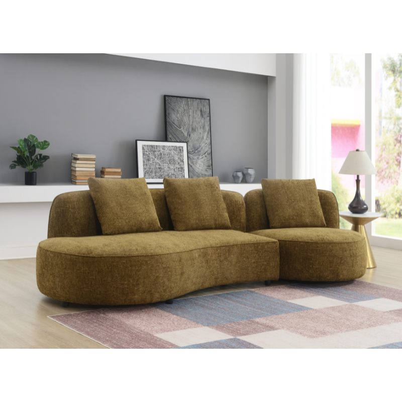 Rhodes Amber Green 3 Seater Sofa & Swivel Chair | Modern Fabric Living Room Set