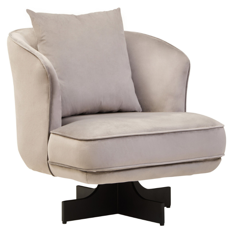 Hale Grey Velvet Swivel Chair – Modern Comfort with 360° Style | Luxe Living Furniture