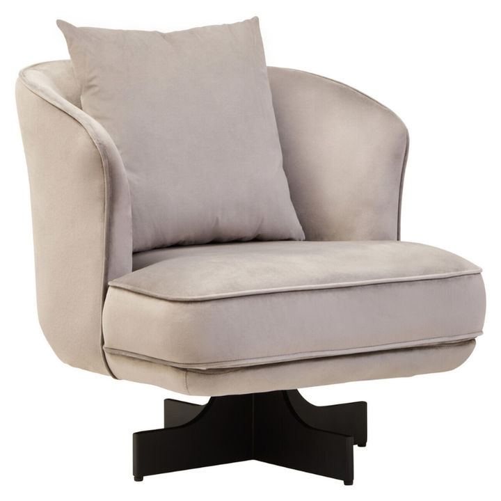 Hale Grey Velvet Swivel Chair – Modern Comfort with 360° Style | Luxe Living Furniture