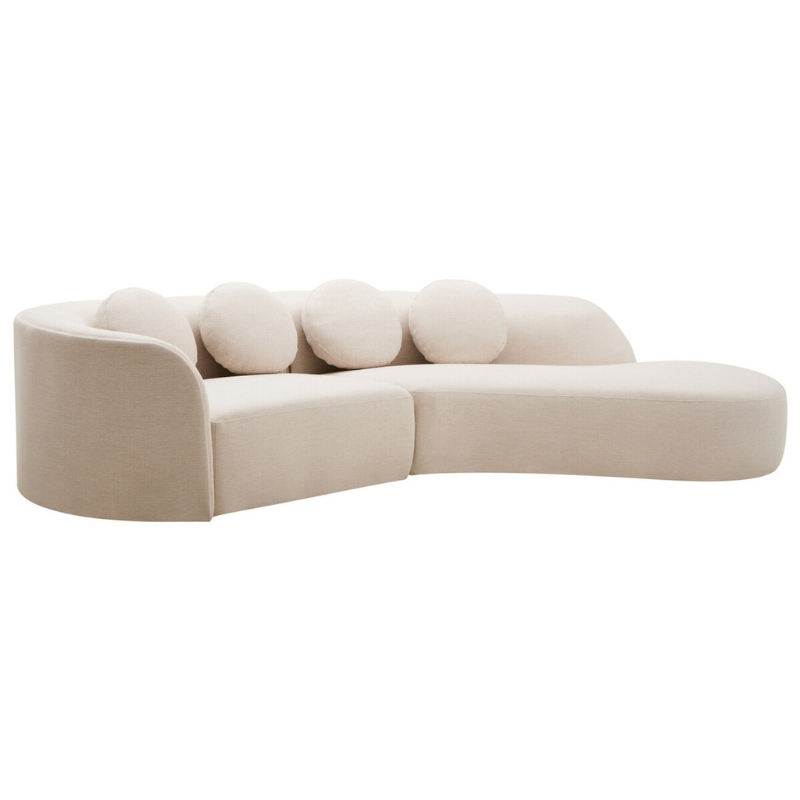 Ovada Cream Linen 3 Seater Curved Sofa – Modern Elegance & Luxurious Comfort | Luxe Living Furniture