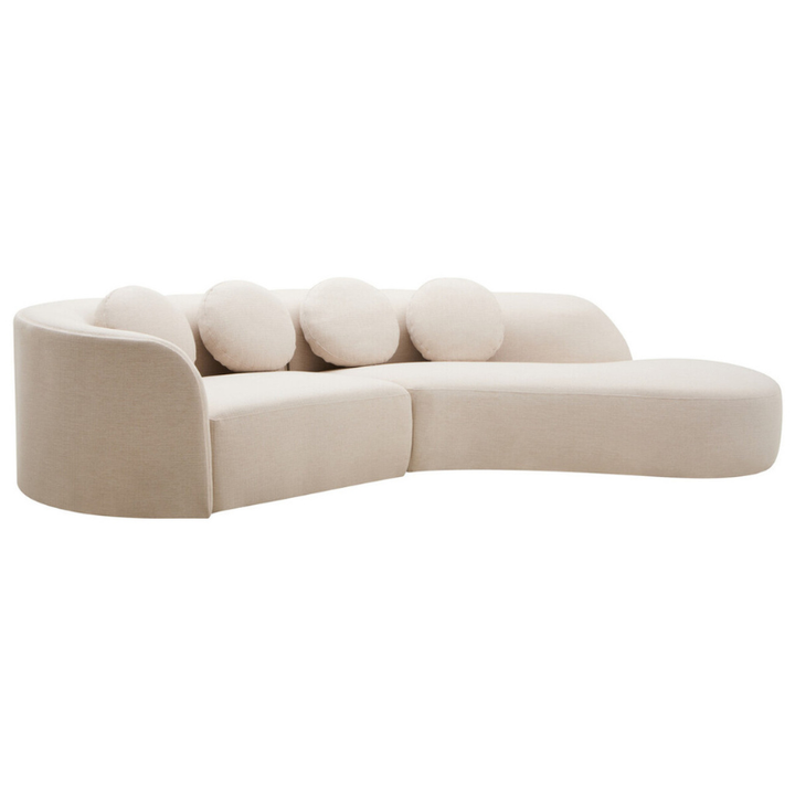 Ovada Cream Linen 3 Seater Curved Sofa – Modern Elegance & Luxurious Comfort | Luxe Living Furniture