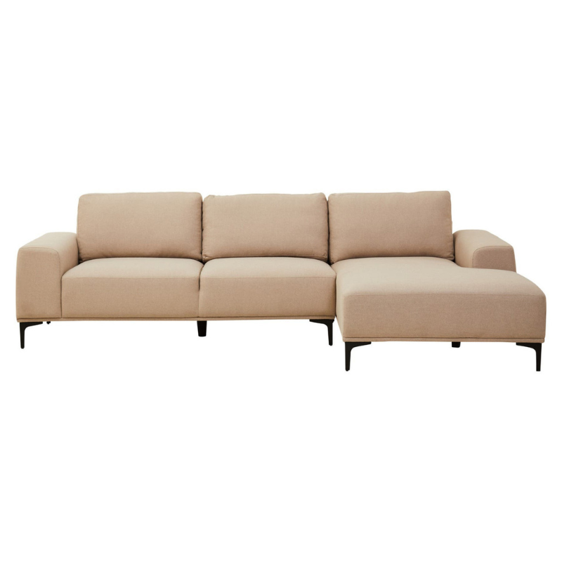 Toulon 3 Seat Natural Fabric Right Chaise Sofa – Modern Relaxed Comfort | Luxe Living Furniture