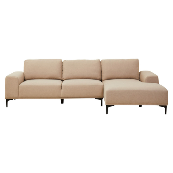 Toulon 3 Seat Natural Fabric Right Chaise Sofa – Modern Relaxed Comfort | Luxe Living Furniture