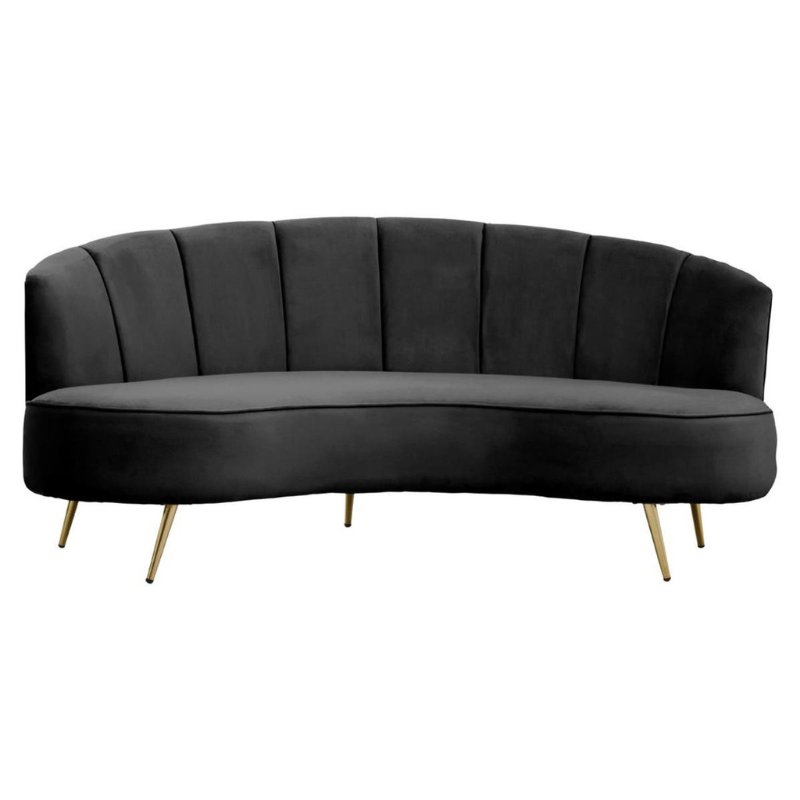 Hasna Three Seat Black Velvet Sofa – Luxurious Modern Style & Deep Comfort | Luxe Living Furniture