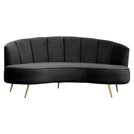 Hasna Three Seat Black Velvet Sofa – Luxurious Modern Style & Deep Comfort | Luxe Living Furniture