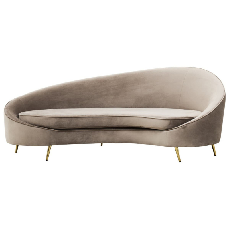 Hasina Three Seat Mink Velvet Sofa – Elegant Modern Design & Luxurious Comfort | Luxe Living Furniture